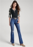 Venus Plus Size Ribbed Henley Plaid Top Venus Plus Size Ribbed Henley Plaid Top