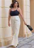 Venus Plus Size Pleated Wide Leg Pants in Off White Venus Plus Size Pleated Wide Leg Pants in Off White