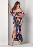 Venus Pink Multi Off-The-Shoulder Maxi Dress Venus Pink Multi Off-The-Shoulder Maxi Dress