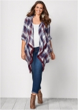 Venus Plus Size Plaid And Fringe Cardigan Venus Plus Size Plaid And Fringe Cardigan