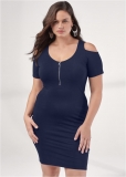 Venus Plus Size Cold-Shoulder Mini Dress Venus Plus Size Cold-Shoulder Mini Dress