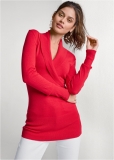 Venus Plus Size Faux Cashmere Tunic Sweater in Red Venus Plus Size Faux Cashmere Tunic Sweater in Red