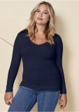 Venus Plus Size Ribbed V-Neck Top Venus Plus Size Ribbed V-Neck Top