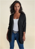Venus Plus Size Pointelle Stitch Cocoon Cardigan in Black Venus Plus Size Pointelle Stitch Cocoon Cardigan in Black