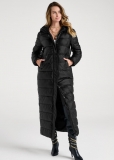 Venus Faux Leather Puffer Trench Coat in Black Venus Faux Leather Puffer Trench Coat in Black