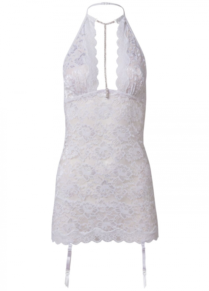 Venus White HALTER STRETCH LACE CHEMISE