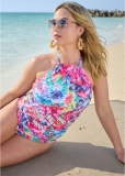 Venus Plus Size Ruched Side Halter Tankini Top Bikini - Razzle Dazzle Venus Plus Size Ruched Side Halter Tankini Top Bikini - Razzle Dazzle