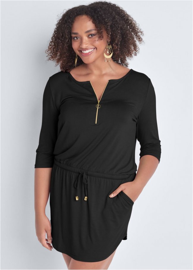 Venus Black ZIP DETAIL CASUAL DRESS Venus Black ZIP DETAIL CASUAL DRESS