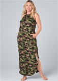 Venus Olive Multi TIE NECK MAXI DRESS Venus Olive Multi TIE NECK MAXI DRESS