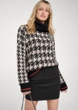 Venus Plus Size Chunky Knit Houndstooth Turtleneck Sweater in Black Multi Venus Plus Size Chunky Knit Houndstooth Turtleneck Sweater in Black Multi
