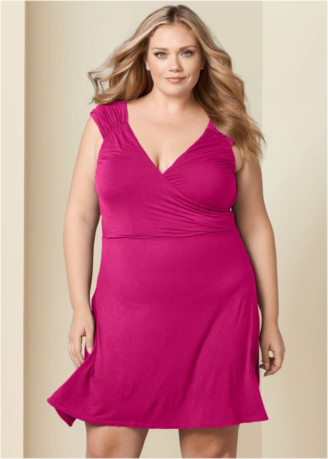 Venus Plus Size Draped Front Dress Venus Plus Size Draped Front Dress