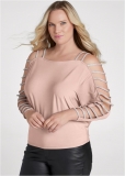 Venus Plus Size Rhinestone Sleeve Top Venus Plus Size Rhinestone Sleeve Top
