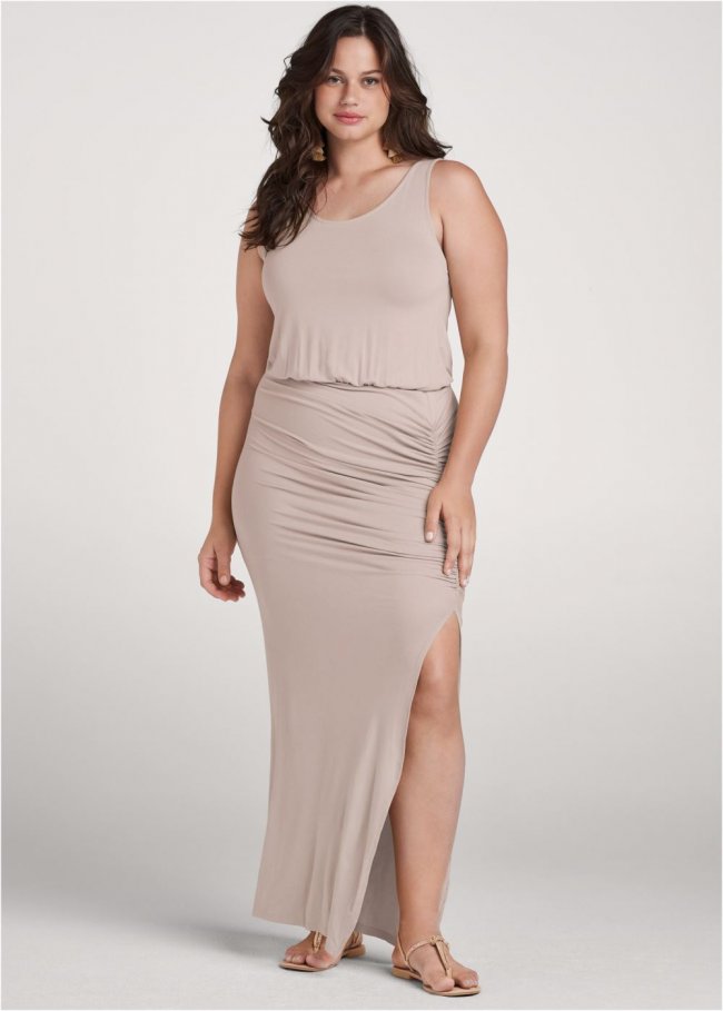 Venus Plus Size Ruched Maxi Dress Venus Plus Size Ruched Maxi Dress