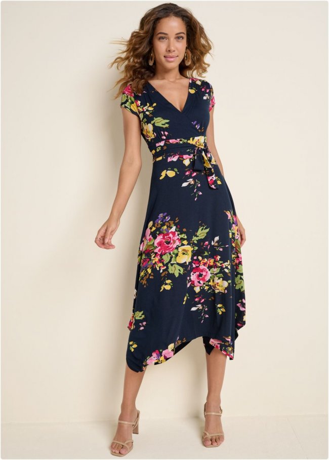 Venus Plus Size Floral Printed Dress Venus Plus Size Floral Printed Dress