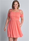 Venus Plus Size Smocked A-Line Mini Dress Venus Plus Size Smocked A-Line Mini Dress