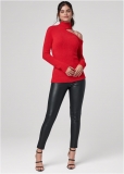 Venus Plus Size Cozy One Shoulder Sweater in Red Venus Plus Size Cozy One Shoulder Sweater in Red