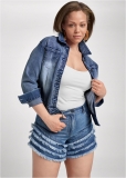 Venus Medium Wash FRAYED RUFFLE JEAN SHORTS Venus Medium Wash FRAYED RUFFLE JEAN SHORTS