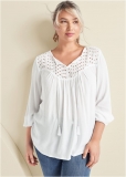 Venus Plus Size Oversize Tie-Front Blouse Venus Plus Size Oversize Tie-Front Blouse