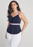 Venus Plus Size Midnight Floral Border Top Venus Plus Size Midnight Floral Border Top