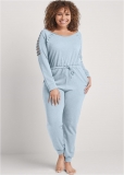 Venus Plus Size Slash Sleeve Jumpsuit in Light Blue Venus Plus Size Slash Sleeve Jumpsuit in Light Blue