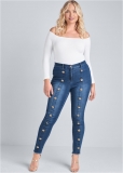 Venus Medium Wash BUTTON DETAIL SKINNY JEANS Venus Medium Wash BUTTON DETAIL SKINNY JEANS