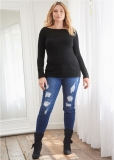 Venus Plus Size Cable Detail Tunic Sweater in Black Venus Plus Size Cable Detail Tunic Sweater in Black