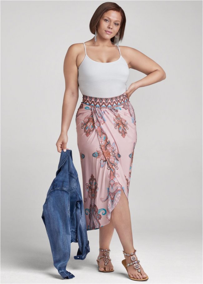 Venus Plus Size Wandering Goddess Skirt - Blush Multi Venus Plus Size Wandering Goddess Skirt - Blush Multi