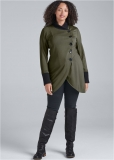 Venus Knit Asymmetrical Button-Front Jacket in Olive Venus Knit Asymmetrical Button-Front Jacket in Olive