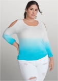 Venus Plus Size Ombre Cold-Shoulder Top Venus Plus Size Ombre Cold-Shoulder Top