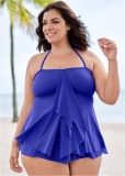 Venus Plus Size Flowing Bandeau Tankini Top Bikini - Cobalt Blue Venus Plus Size Flowing Bandeau Tankini Top Bikini - Cobalt Blue