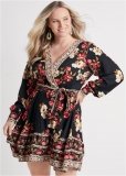 Venus Plus Size Floral Print Mini Dress Venus Plus Size Floral Print Mini Dress