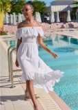 Venus Plus Size Off-The-Shoulder Smocked Dress Venus Plus Size Off-The-Shoulder Smocked Dress