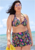 Venus Plus Size Marilyn Underwire Push-Up Halter Top Bikini - Festive Paisley Venus Plus Size Marilyn Underwire Push-Up Halter Top Bikini - Festive Paisley
