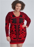 Venus Plus Size Printed Sweater Dress Venus Plus Size Printed Sweater Dress