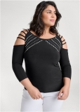 Venus Plus Size Strappy Embellished Top Venus Plus Size Strappy Embellished Top