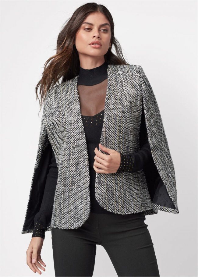 Venus Black Multi TWEED CAPE WITH LUREX Venus Black Multi TWEED CAPE WITH LUREX