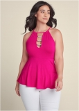 Venus Plus Size Embellished Cutout Top Venus Plus Size Embellished Cutout Top