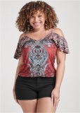 Venus Plus Size Paisley Cold-Shoulder Top Venus Plus Size Paisley Cold-Shoulder Top