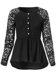 Venus Plus Size Waffle And Lace Peplum Top Venus Plus Size Waffle And Lace Peplum Top