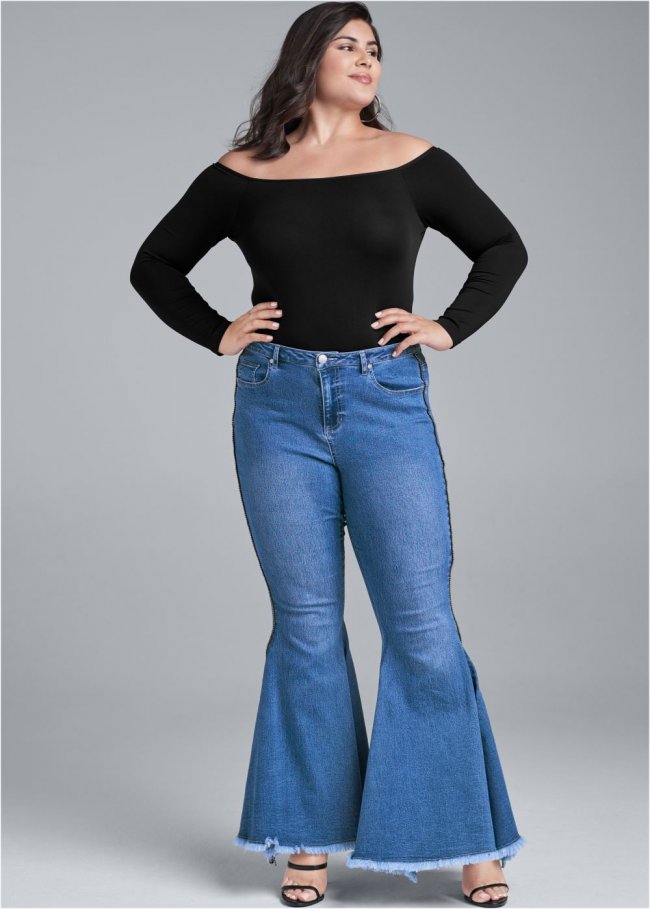 Venus Plus Size Extreme Flare Jeans in Medium Wash Venus Plus Size Extreme Flare Jeans in Medium Wash