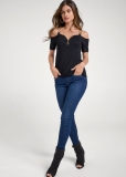Venus Plus Size Cold-Shoulder Zipper Top Venus Plus Size Cold-Shoulder Zipper Top