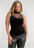 Venus Plus Size Velvet Mesh Mock-Neck Top Venus Plus Size Velvet Mesh Mock-Neck Top