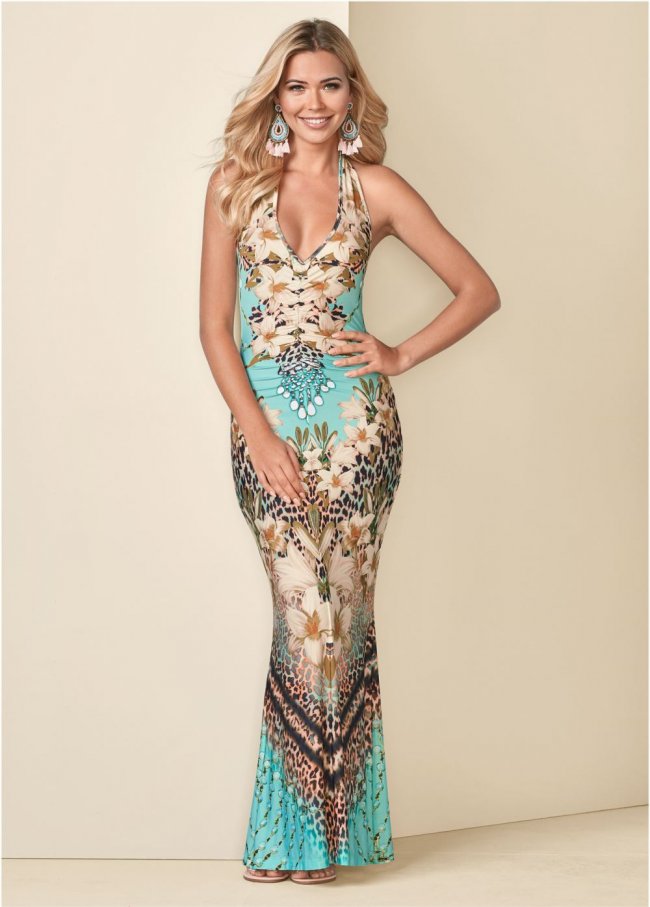 Venus Turquoise Multi PRINTED MAXI DRESS Venus Turquoise Multi PRINTED MAXI DRESS