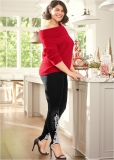 Venus Plus Size Lace Detail Leggings in Black Venus Plus Size Lace Detail Leggings in Black