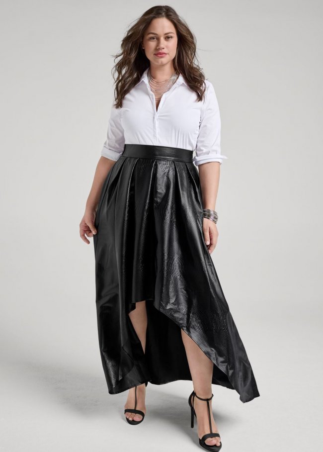 Venus Plus Size Faux Leather Ballroom Skirt - Black Venus Plus Size Faux Leather Ballroom Skirt - Black