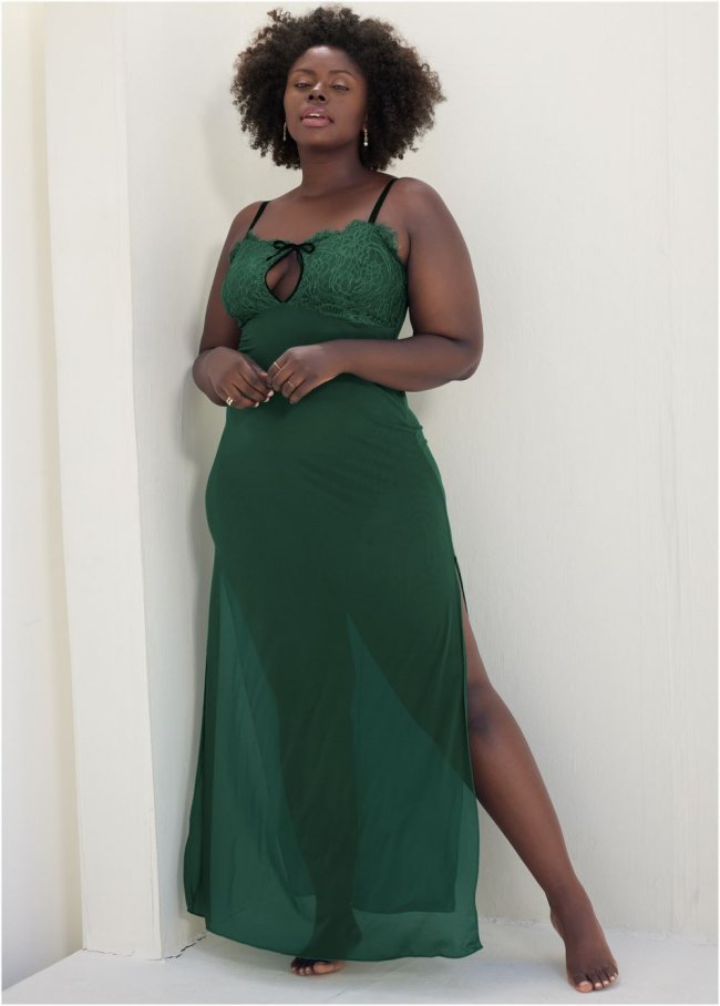 Venus Green LACE DETAIL SLIP Venus Green LACE DETAIL SLIP