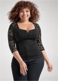 Venus Plus Size Lace Sleeve Top Venus Plus Size Lace Sleeve Top