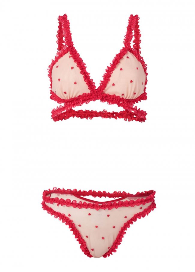 Venus Heart Multi RUFFLE TRIM BRA AND PANTY Venus Heart Multi RUFFLE TRIM BRA AND PANTY