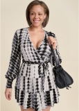 Venus Black & White TIE-DYE MINI DRESS Venus Black & White TIE-DYE MINI DRESS