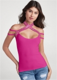 Venus Plus Size Studded Strappy Top Venus Plus Size Studded Strappy Top